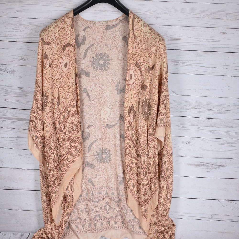 Free People Medium Pale Pink Floral Cotton Caftan